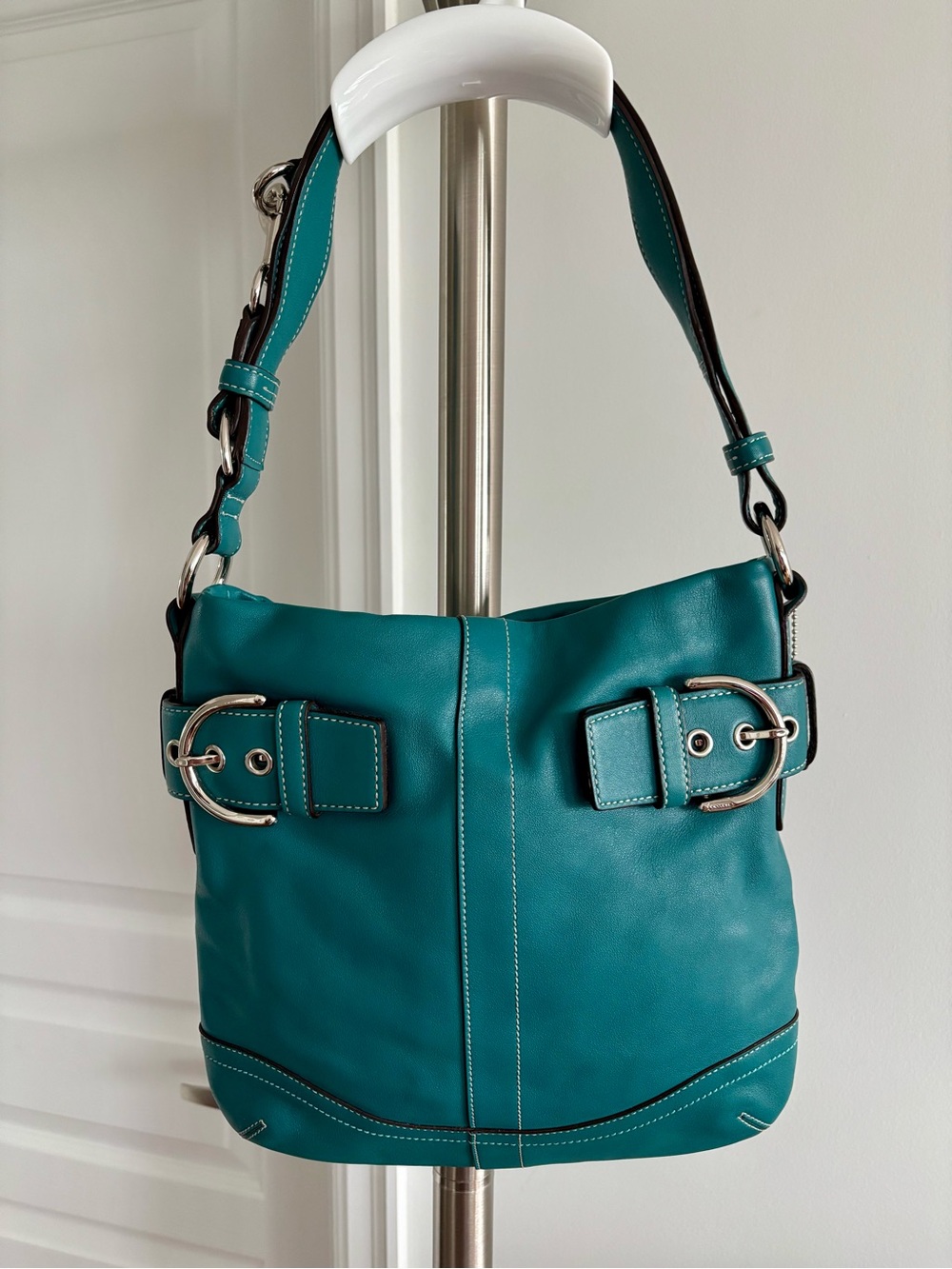 NWOT Rare Vintage Coach Teal Leather Soho Convertible Hobo Crossbody Handbag Y2K